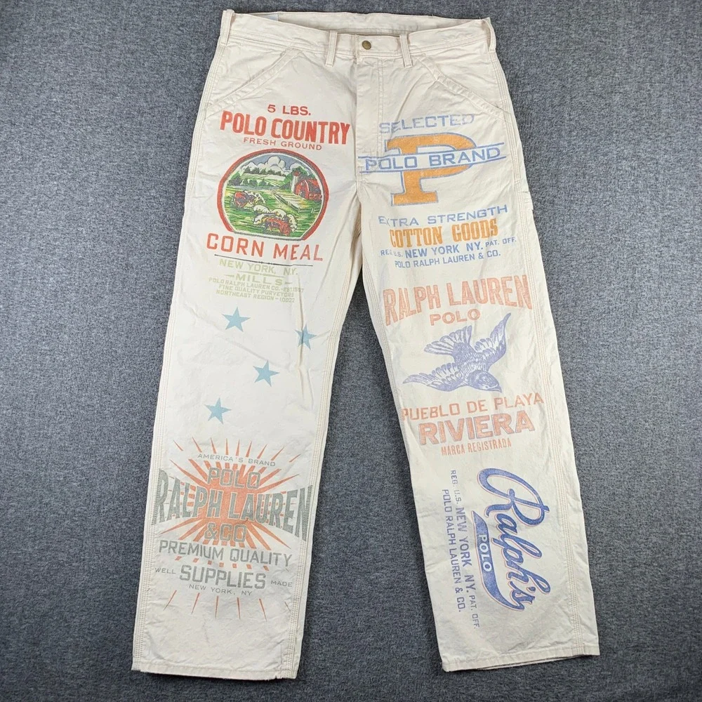 Polo Country Carpenter Jeans Men 33x28 Graphic Painter Ralph Lauren Workwear